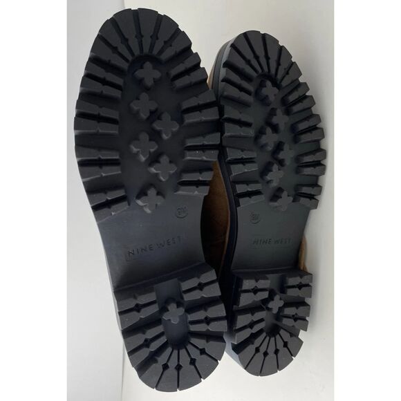 Nine West Women's Cognac Ivani Faux Suede Combat Boots Size 9M - Picture 7 of 9